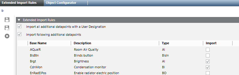 Extended Import Rules for Desigo building automation and control